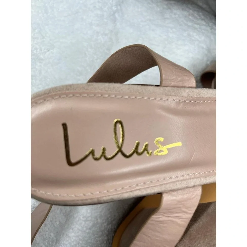 LULUS 10 Nude Suede Criss Cross Wrap Ankle Strap Block Heel Sandals